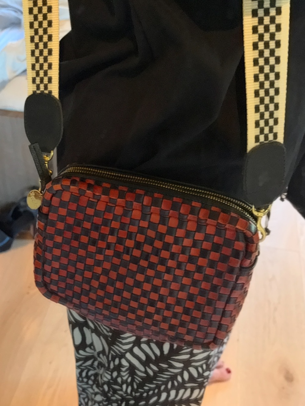 Clare V Red & Black Woven Leather Midi Sac Crossbody bag - Picture 5 of 5